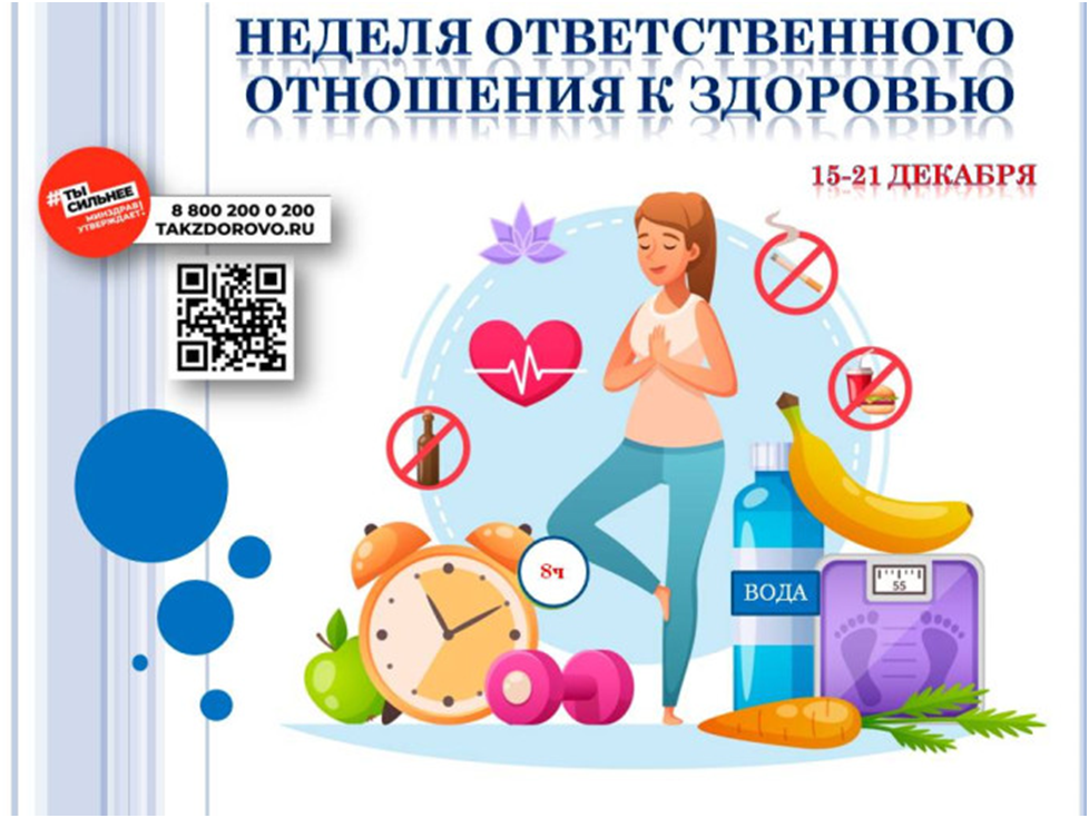 С 15 по 21 декабря 2025г - Неделя ответственного отношения к здоровью
